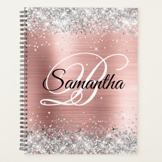 Faux Shiny Silver Parties scintillant Blush Rose F (Devant)