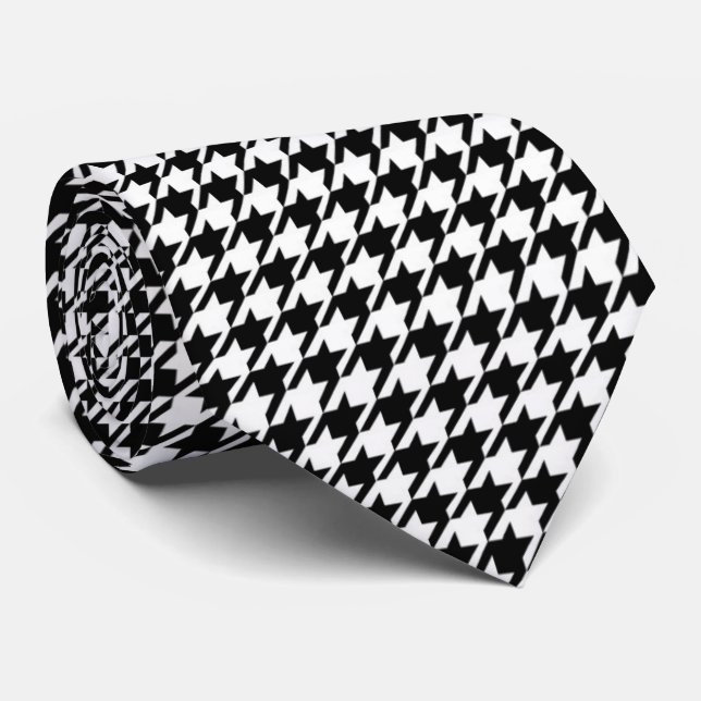 Faux Silk Houndstooth Luxury Neck Tie (Rolled)