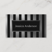Faux Silver and Black Multi-Directional Stripes