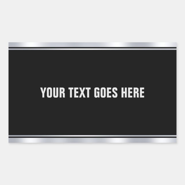 Faux Silver Black Add Your Text Template Custom Sticker (Front)
