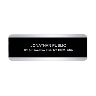 Faux Silver Black Template Modern Return Address