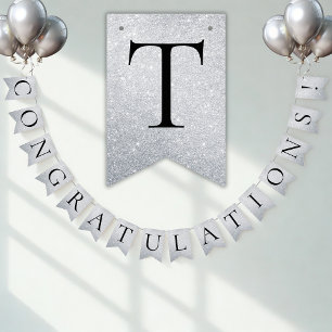 Faux Silver CONGRATULATIONS! Customizable Party Bunting Flags