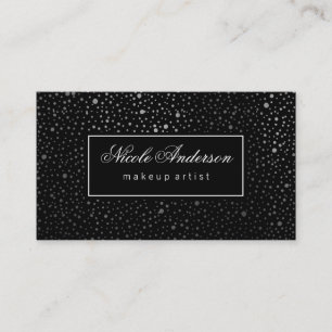 Faux Silver Dot Pattern Black Label Business Card