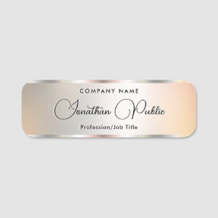 Faux Silver Elegant Template Typography Script Name Tag