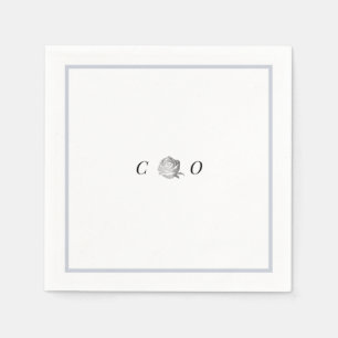 Faux silver floral monogram minimalist wedding napkin