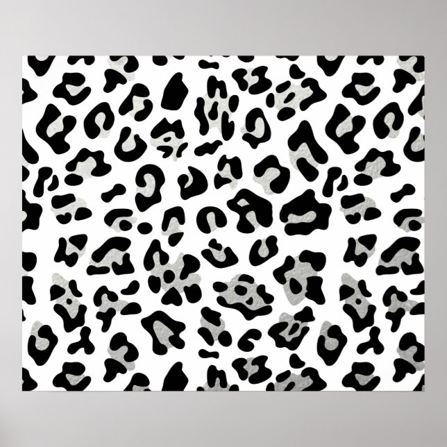 Faux Silver Foil Black Leopard Print Pattern (Front)