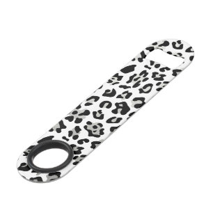 Faux Silver Foil Black Leopard Print Pattern Bar Key