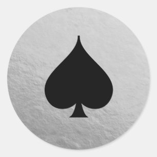 Faux Silver Foil Black Spade Symbol Sticker
