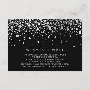 Faux Silver Foil Confetti Black Wishing Well Card