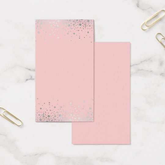 Faux Silver Foil Confetti Blush Blank Vertical Business Card