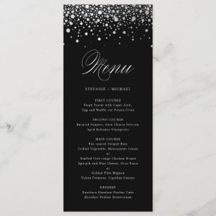 Faux Silver Foil Confetti Dots Black Menu