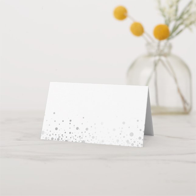 Faux Silver Foil Confetti Dots | Modern Place Card (Back)