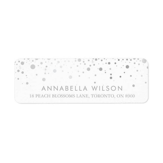 Faux Silver Foil Confetti Dots Modernes (Devant)
