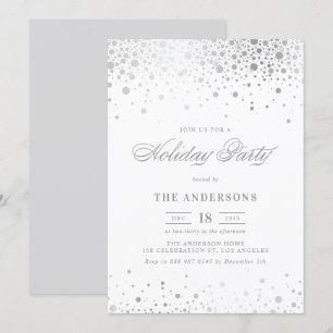 Faux Silver Foil Confetti Holiday Party Invitation