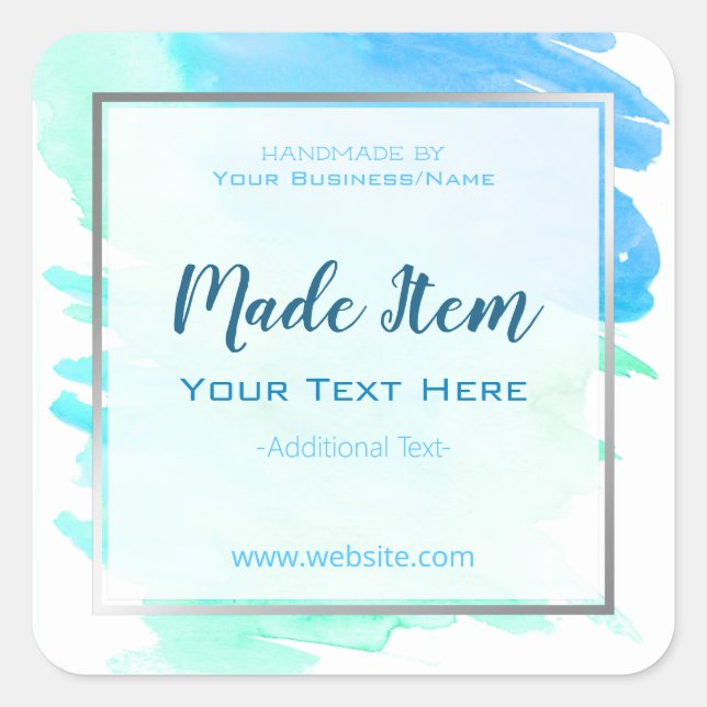 Faux Silver Foil Handmade Skin Care Business Square Sticker (Front)