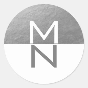 Faux Silver Foil Semi Circle Business Logo Classic Round Sticker
