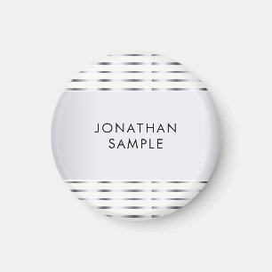 Faux Silver Glamour Elegant Modern Template Magnet