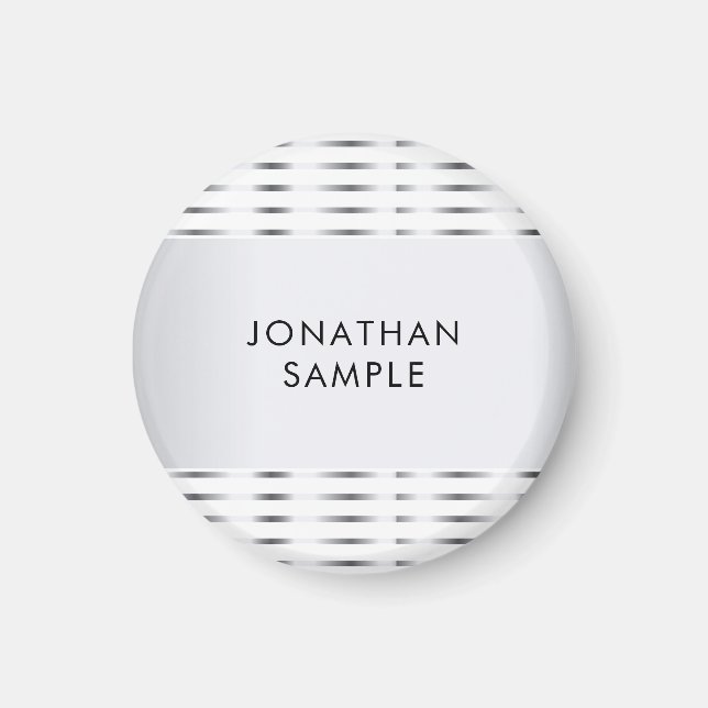 Faux Silver Glamour Elegant Modern Template Magnet (Front)