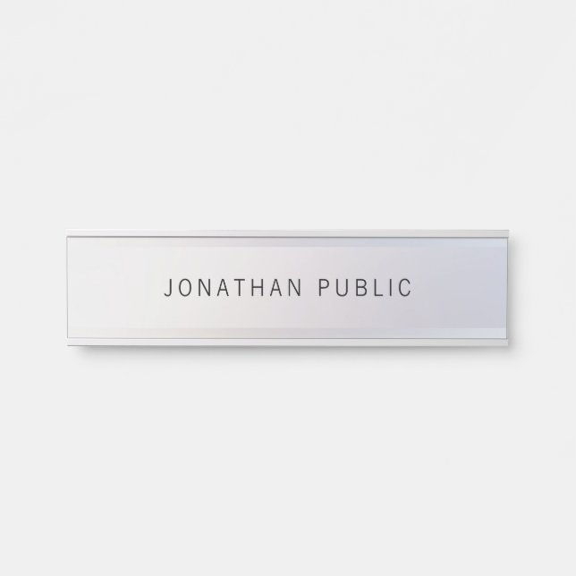 Faux Silver Glamourous Modern Elegant Template Door Sign (Front)