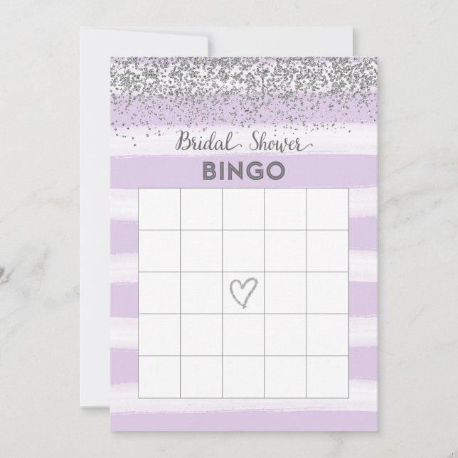 Faux Silver Glitter Bridal Shower Bingo Card (Front)