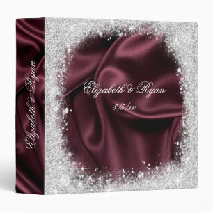 Faux, Silver Glitter, Burgundy Satin, Custom Binder