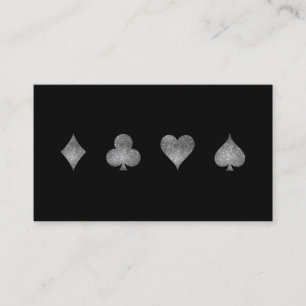 Faux Silver Glitter Casino Gaming Business Card