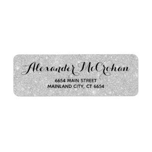 Faux Silver Glitter Foil Return Address
