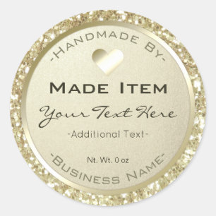 Faux Silver Glitter Handmade Small Business Classic Round Sticker