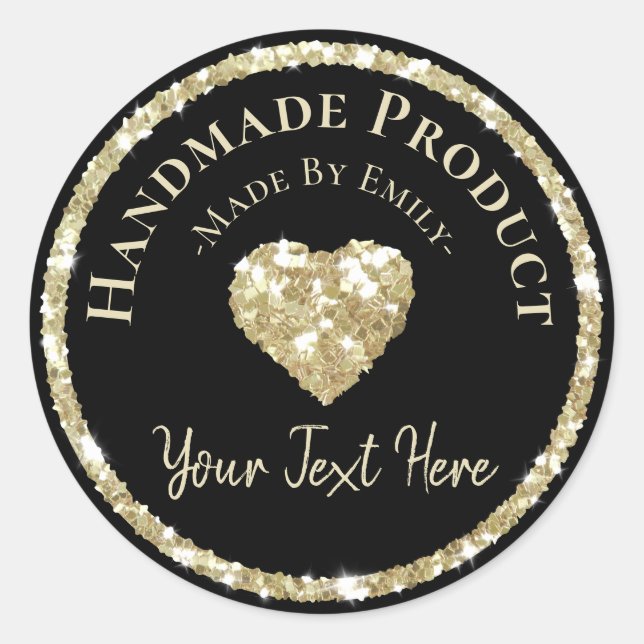 Faux Silver Glitter Label Handmade Hobby Product (Front)