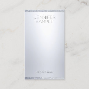 Faux Silver Glitter Modern Simple Elegant Template Business Card