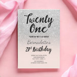 Faux silver glitter ombre 21st Birthday Invitation<br><div class="desc">Faux silver glitter ombre on blush pink 21st Birthday A modern 21st Birthday party invitation with modern, original and simple faux silver glitter invitation and hand written style brush typography on a fully customizable pastel blush pink colour background . If you need any text changed and customized don't hesitate in...</div>