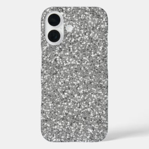 Faux Silver Glitter Pattern - Not Real Glitter iPhone 16 Case