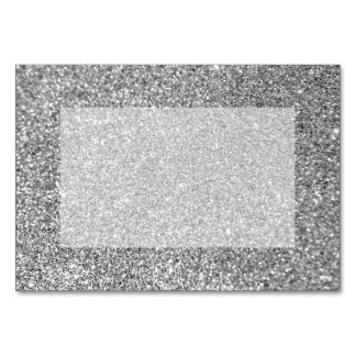Faux Silver Glitter Photo Table Number