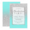 Faux silver glitter teal Graduation party