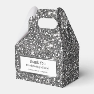 Faux Silver Glitter Texture Look & Custom Text Favor Box