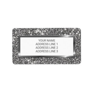Faux Silver Glitter Texture Look & Custom Text Label