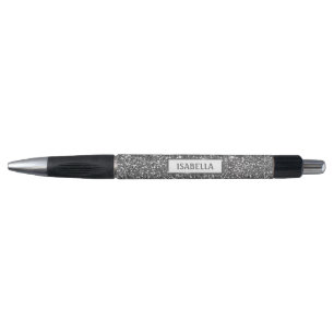 Faux Silver Glitter Texture Look & Custom Text Pen