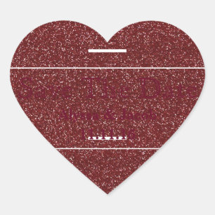 Faux Silver Glitter Wedding  Save the Date Heart Sticker