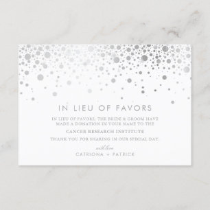 Faux Silver Gold Foil Confetti In Lieu of Favours Enclosure Card