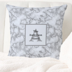 Faux Silver Gray Marble - Neutral Decor Throw Pillow