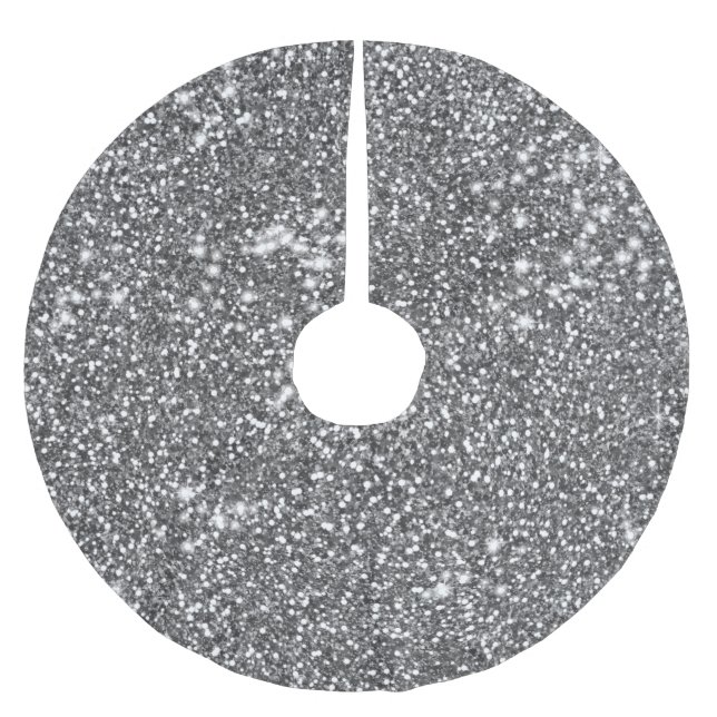 Faux Silver Grey Glitter Texture Look-like Design Brushed Polyester Tree Skirt (Front)
