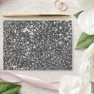 Faux Silver Grey Glitter Texture Look-like Design Envelope