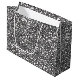 Faux Silver Grey Glitter Texture Look-like Design Large Gift Bag