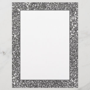 Faux Silver Grey Glitter Texture Look-like Design Letterhead
