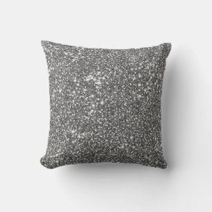 Faux Silver Grey Glitter Texture Look-like Design Throw Pillow
