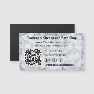 Faux Silver Grey Marble Magnetic Business Card