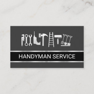 Faux Silver Handyman Tools Layer Business Card