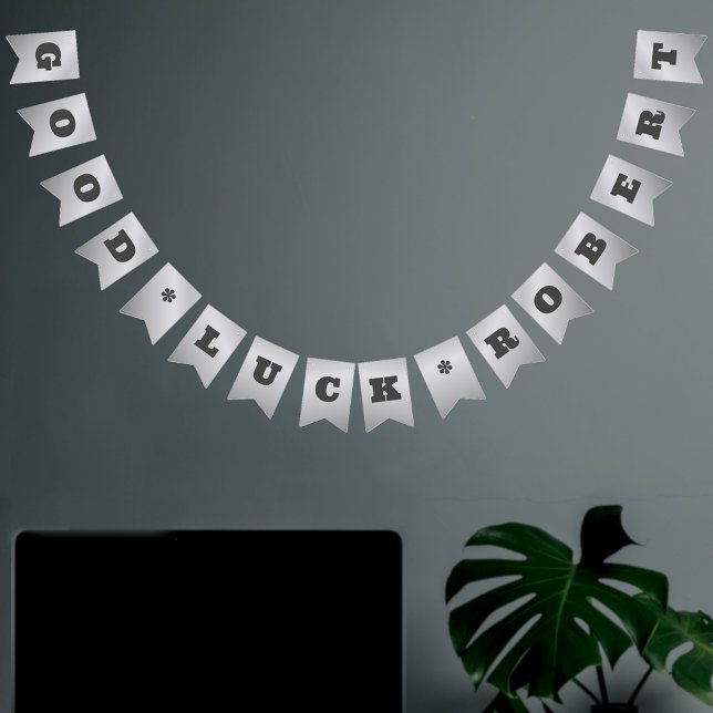 Faux Silver Luxe Corporate Custom Name & Message  Bunting Flags (Creator Uploaded)