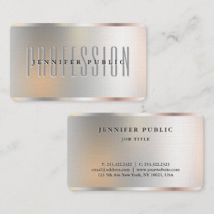 Faux Silver Metallic Look Luxurious Premium Linen Business Card