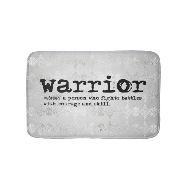 Faux Silver Metallic Warrior Definition Bath Mat (Front)